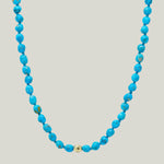14K Yellow Gold Bohème Sleeping Beauty Turquoise Nugget and Gold Necklace