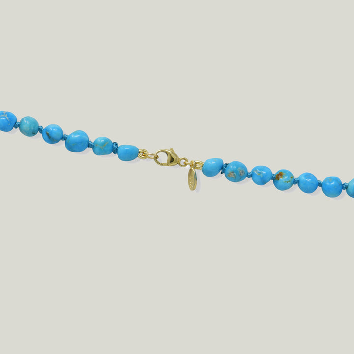 14K Yellow Gold Bohème Sleeping Beauty Turquoise Nugget and Gold Necklace