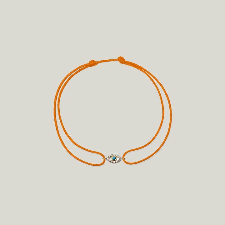 14K Yellow Gold Amie Pavé Diamond and Turquoise Evil Eye Bracelet