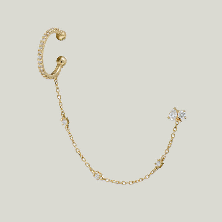 14K Yellow Gold Cléo Jumelle Stud and Classique Pavé Ear Cuff