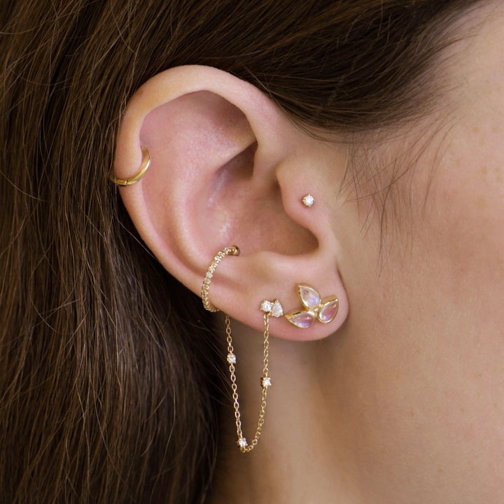 14K Yellow Gold Cléo Jumelle Stud and Classique Pavé Ear Cuff