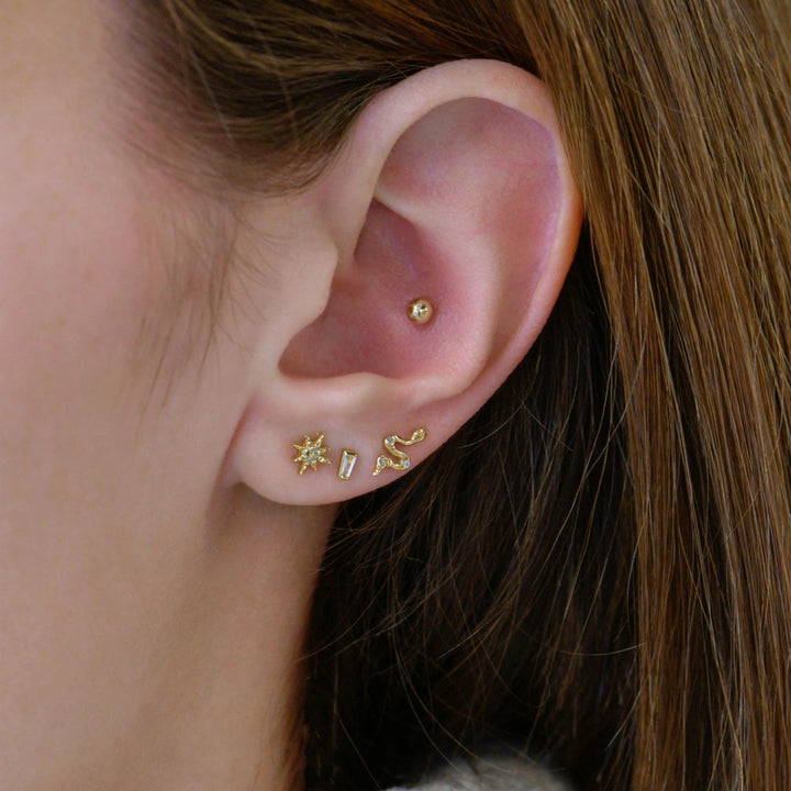 14K Yellow Gold Aztec Diamond Stud