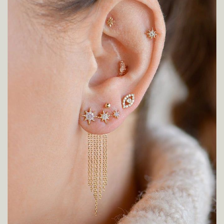 14K Yellow Gold Aztec Diamond Stud