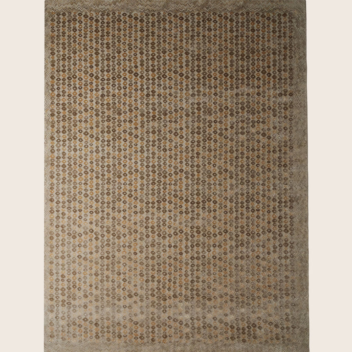 Image for Orange Brown Contemporary Silk Wool Blend Rug - 10' x 14'