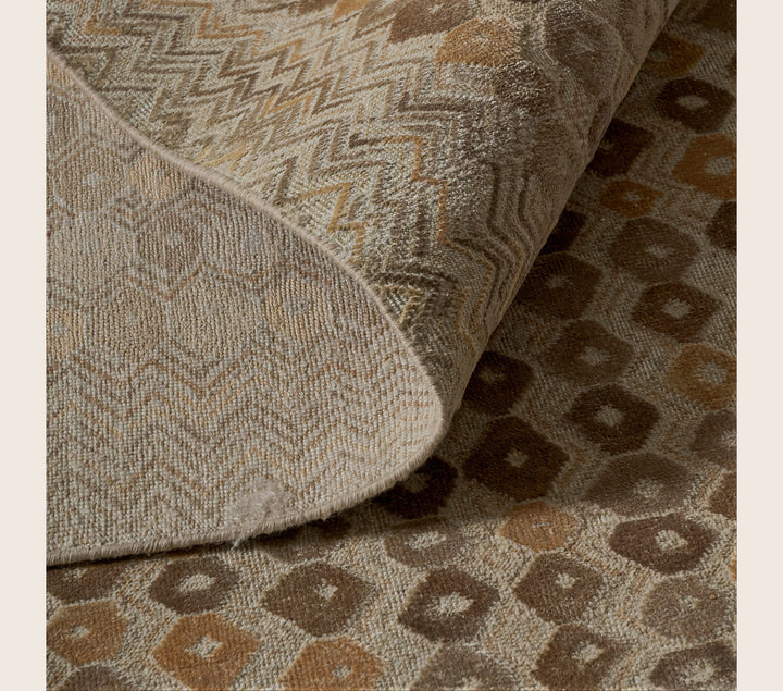 Image for Orange Brown Contemporary Silk Wool Blend Rug - 10' x 14'