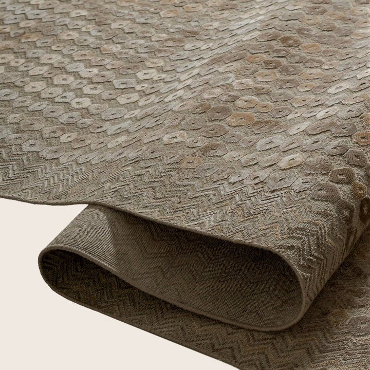 Image for Orange Brown Contemporary Silk Wool Blend Rug - 10' x 14'