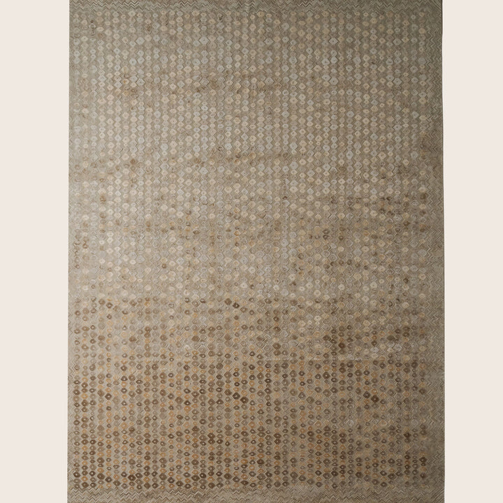 Image for Orange Brown Contemporary Silk Wool Blend Rug - 10' x 14'
