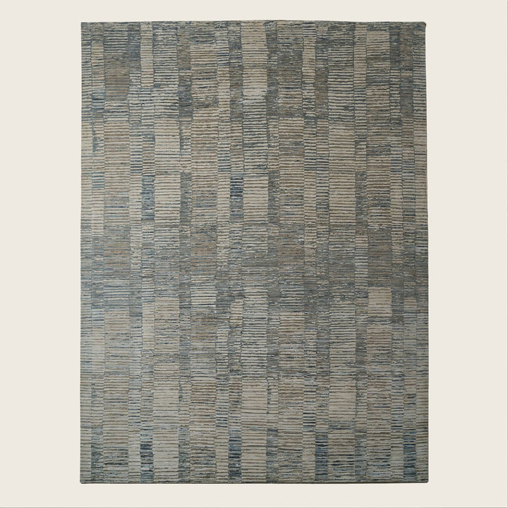 Image for Beige Blue Contemporary Silk Wool Blend Rug - 9'1" x 12'3"