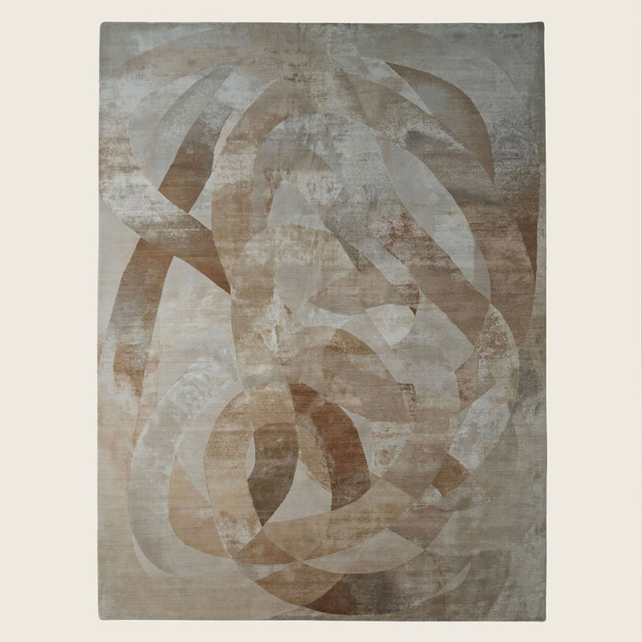 Image for Honey Beige Contemporary Silk Wool Blend Rug - 8'11" x 11'11"