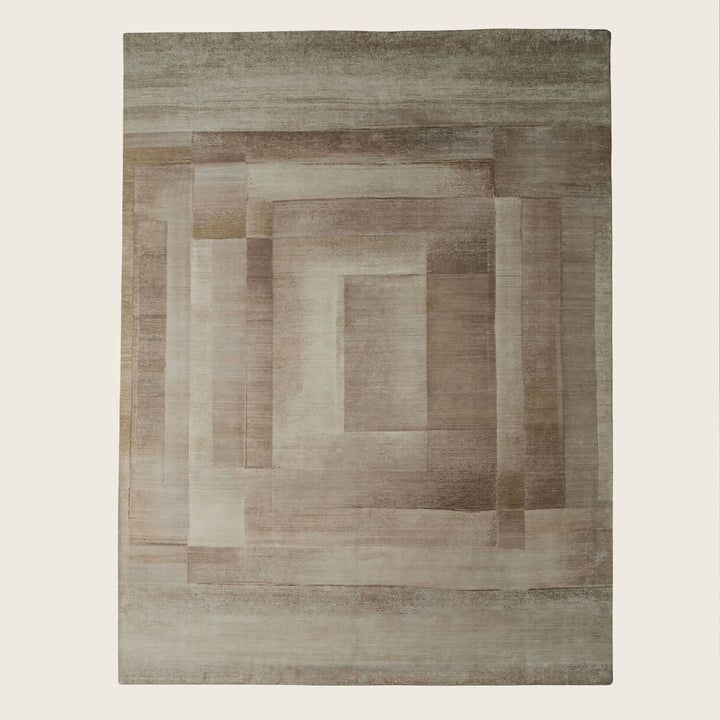 Image for Stone Beige Contemporary Silk Wool Blend Rug - 9'10" x 14'1"