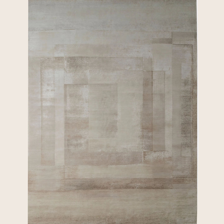 Image for Stone Beige Contemporary Silk Wool Blend Rug - 9'10" x 14'1"