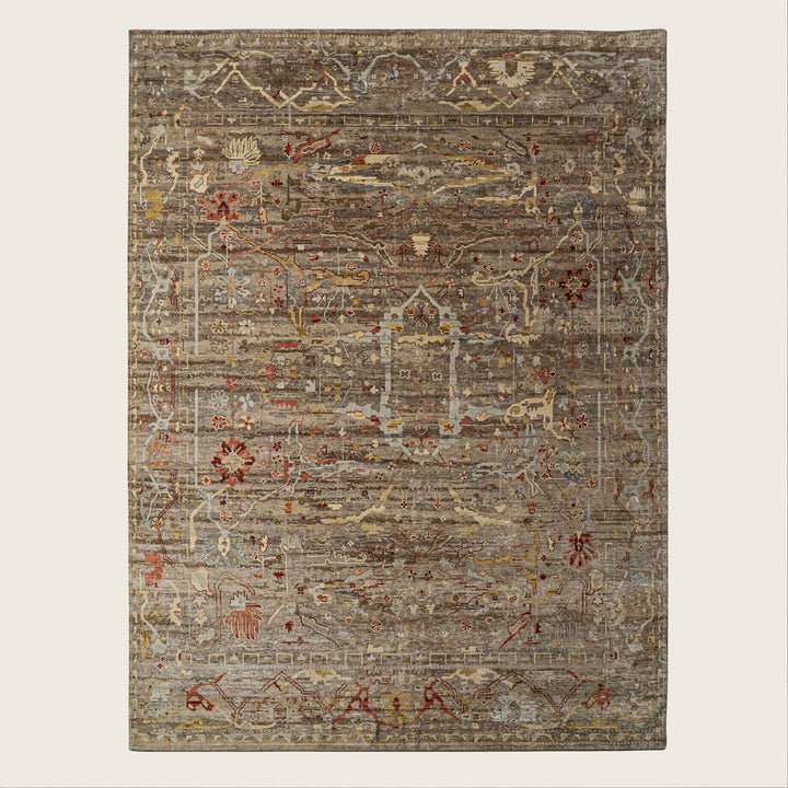Image for Brown Red Contemporary Silk Wool Blend Rug - 8'11" x 12'