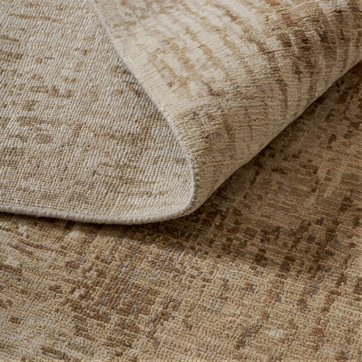 Image for Beige Brown Contemporary Silk Wool Blend Rug - 8'11" x 12'1"