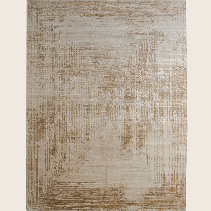Image for Beige Brown Contemporary Silk Wool Blend Rug - 8'11" x 12'1"