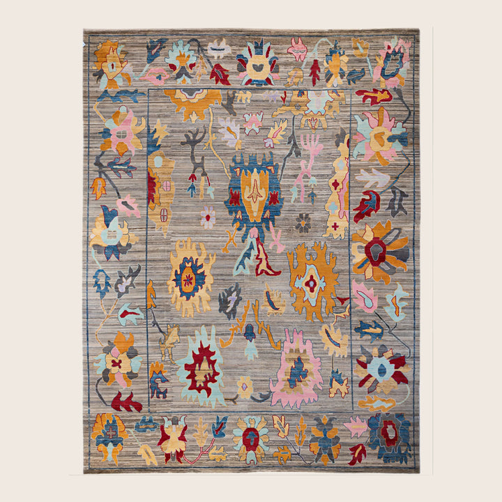 Image for Brown Traditional Oushak Wool Rug - 10'1" x 13'7"