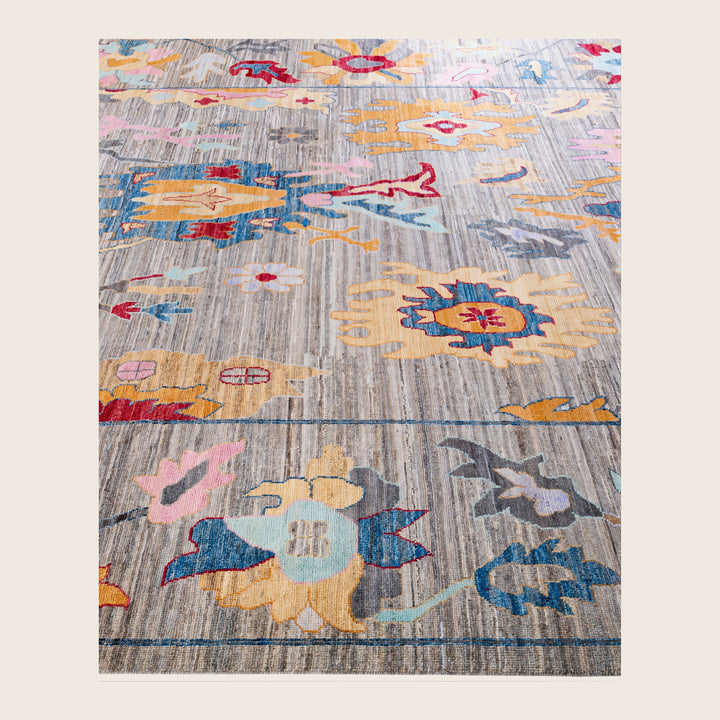 Image for Brown Traditional Oushak Wool Rug - 10'1" x 13'7"