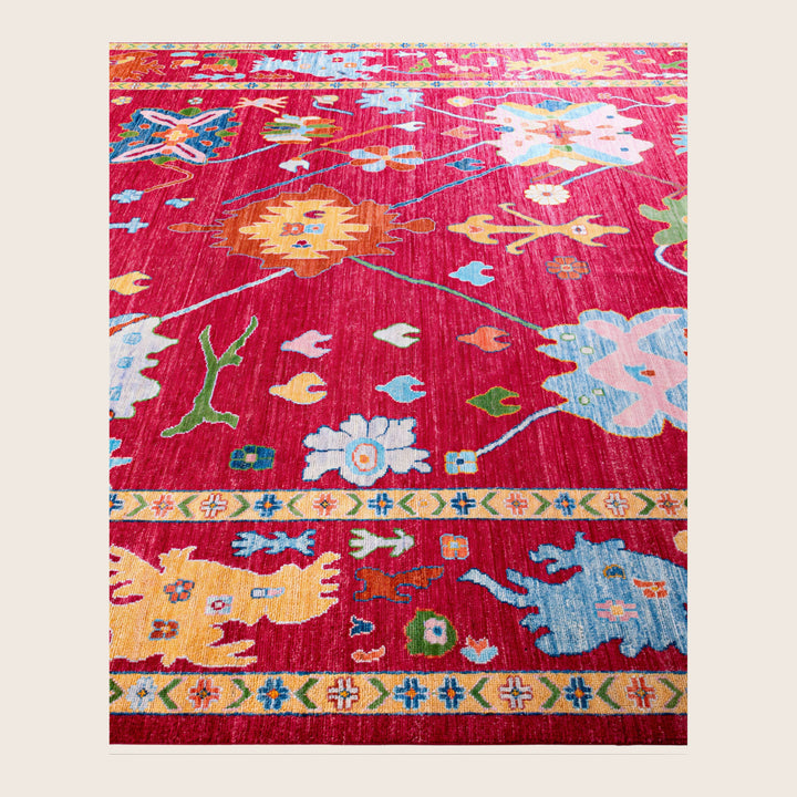 Image for Red Traditional Oushak Wool Rug - 10'3" x 13'9"