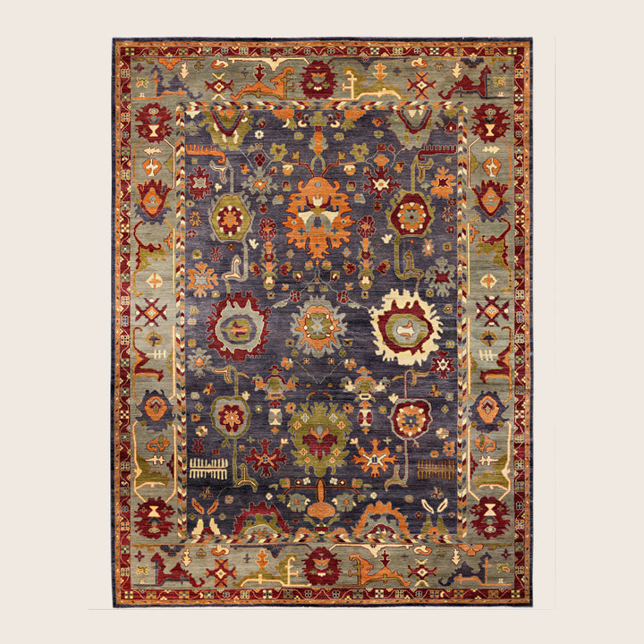 Image for Black Traditional Oushak Wool Rug - 8'10" x 12'0"