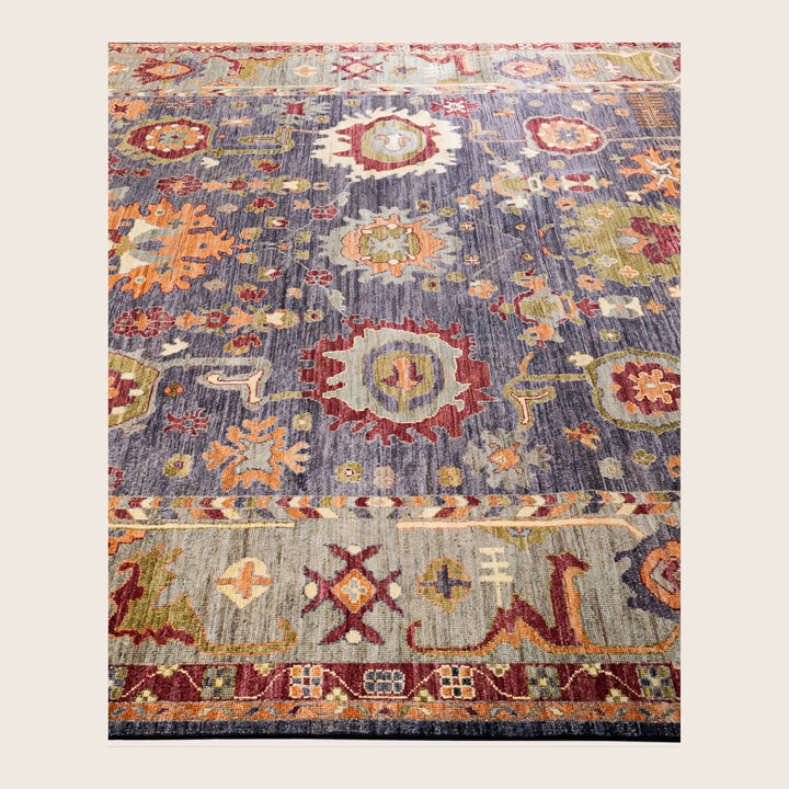 Image for Black Traditional Oushak Wool Rug - 8'10" x 12'0"