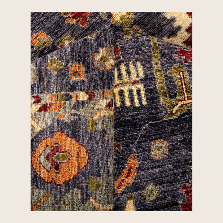Image for Black Traditional Oushak Wool Rug - 8'10" x 12'0"