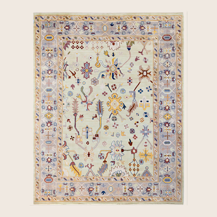 Image for Ivory Traditional Oushak Wool Rug - 9'3" x 11'9"