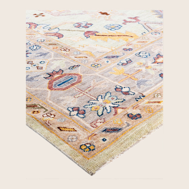 Image for Ivory Traditional Oushak Wool Rug - 9'3" x 11'9"