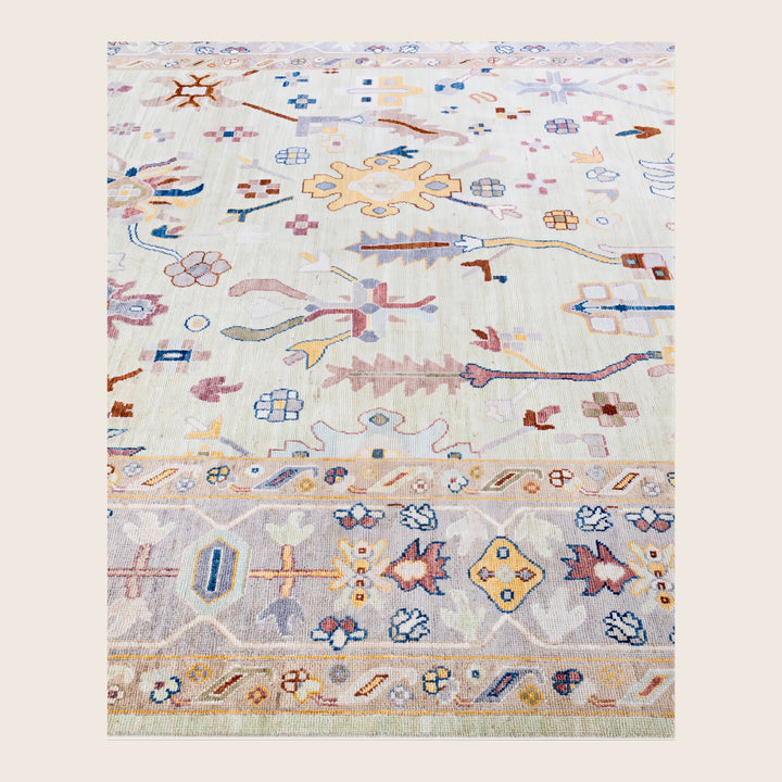 Image for Ivory Traditional Oushak Wool Rug - 9'3" x 11'9"