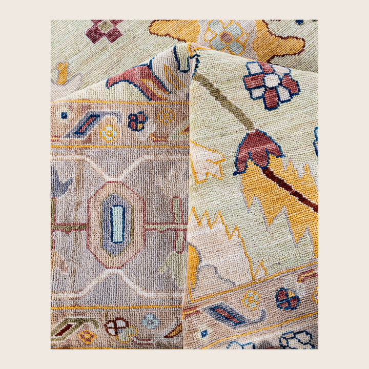 Image for Ivory Traditional Oushak Wool Rug - 9'3" x 11'9"