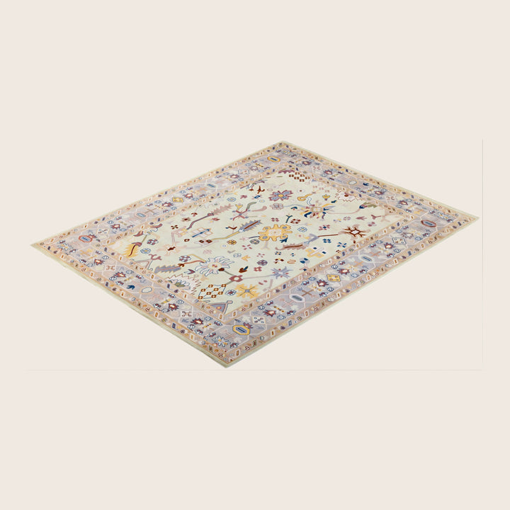 Image for Ivory Traditional Oushak Wool Rug - 9'3" x 11'9"