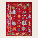 Red Traditional Oushak Wool Rug - 9'1" x 12'2"