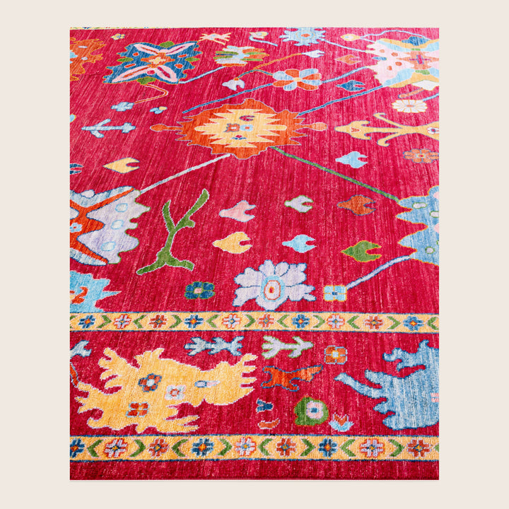 Image for Red Traditional Oushak Wool Rug - 9'1" x 12'2"
