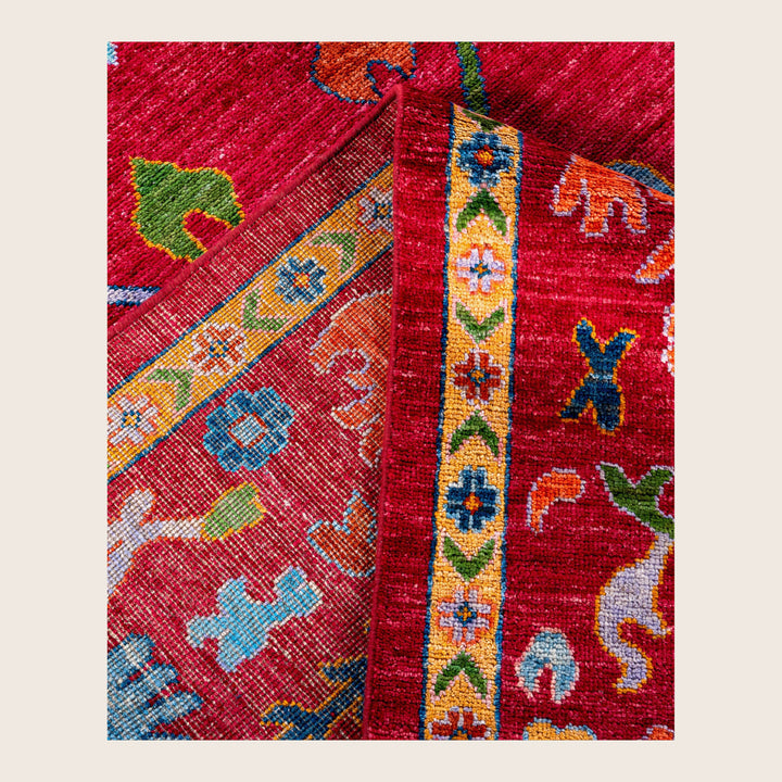Image for Red Traditional Oushak Wool Rug - 9'1" x 12'2"