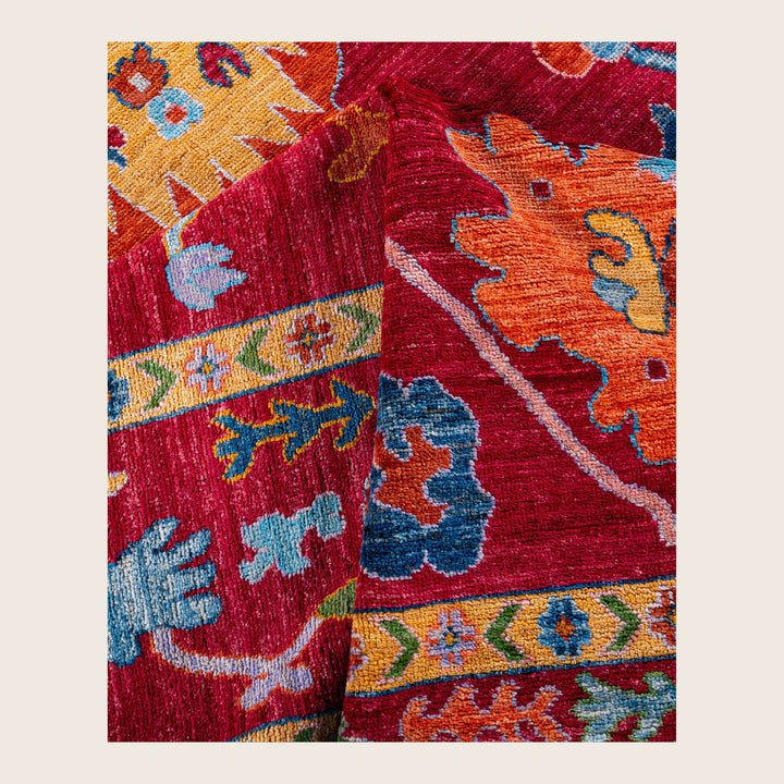 Image for Red Traditional Oushak Wool Rug - 9'1" x 12'2"