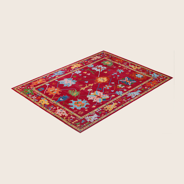 Image for Red Traditional Oushak Wool Rug - 9'1" x 12'2"