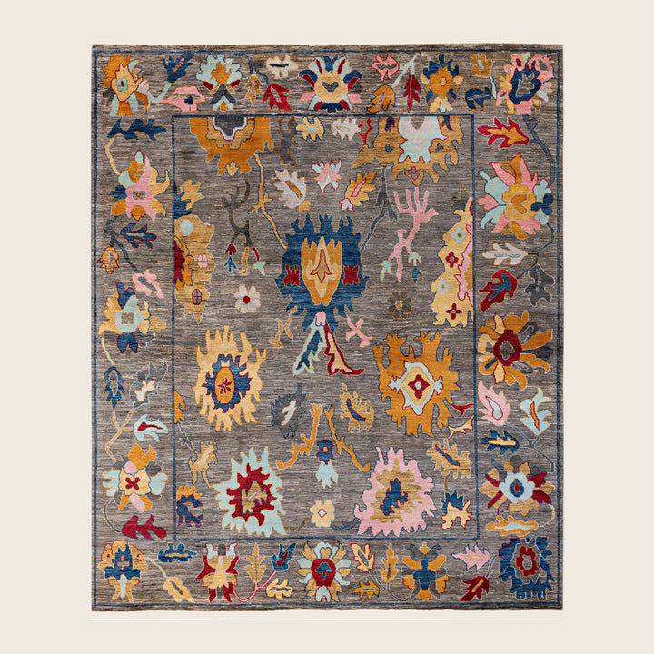 Image for Brown Traditional Oushak Wool Rug - 8'5" x 9'11"