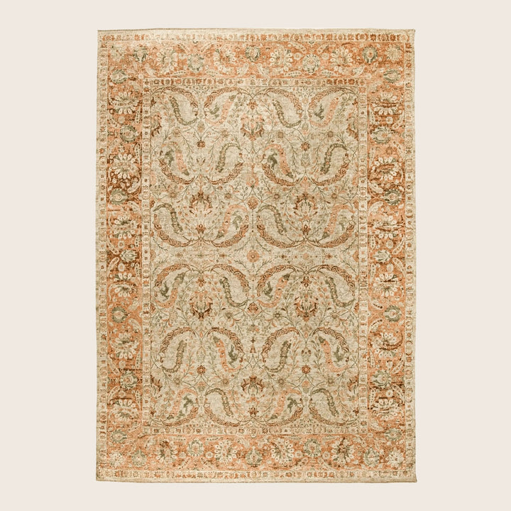 Image for Orange Beige Traditional Silk Wool Blend Rug - 10'x 14'