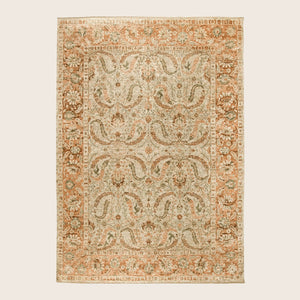 Image for Orange Beige Traditional Silk Wool Blend Rug - 10'x 14'