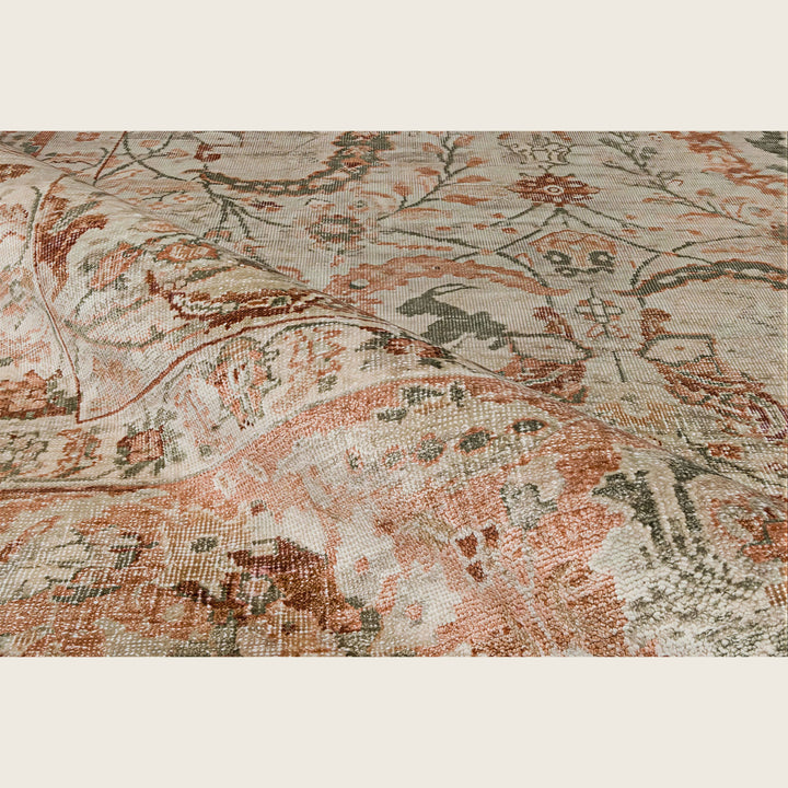 Image for Orange Beige Traditional Silk Wool Blend Rug - 10'x 14'