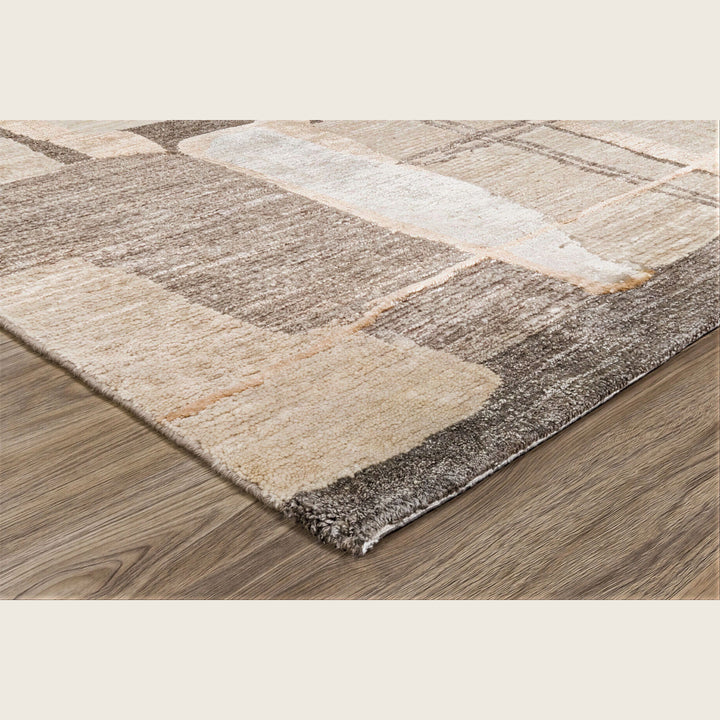 Image for Brown Contemporary Silk Wool Linen Blend Rug - 9' x 12'