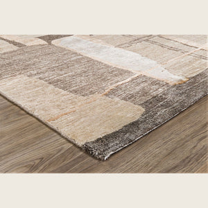 Image for Brown Contemporary Silk Wool Linen Blend Rug - 9' x 12' - hover