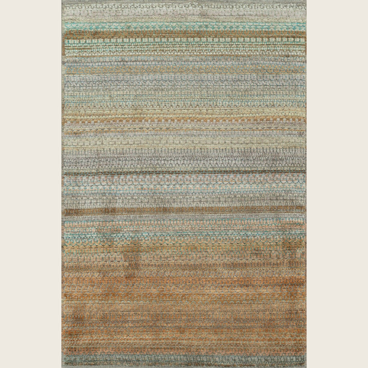 Image for Green Multi Transitional Silk Rug - 6' x 9'