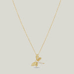 Vintage 18K Yellow Gold Diamond and Sapphire Dragonfly Necklace