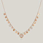 Vintage 18K Rose Gold Diamond Heart Fringe Necklace