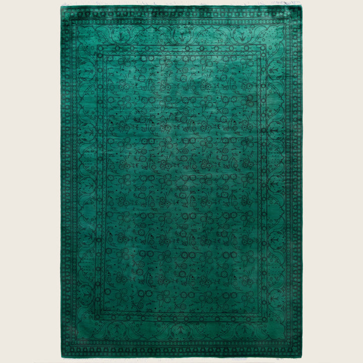 Green Traditional Samsara Wool Rug - 6'2" x 8'10"