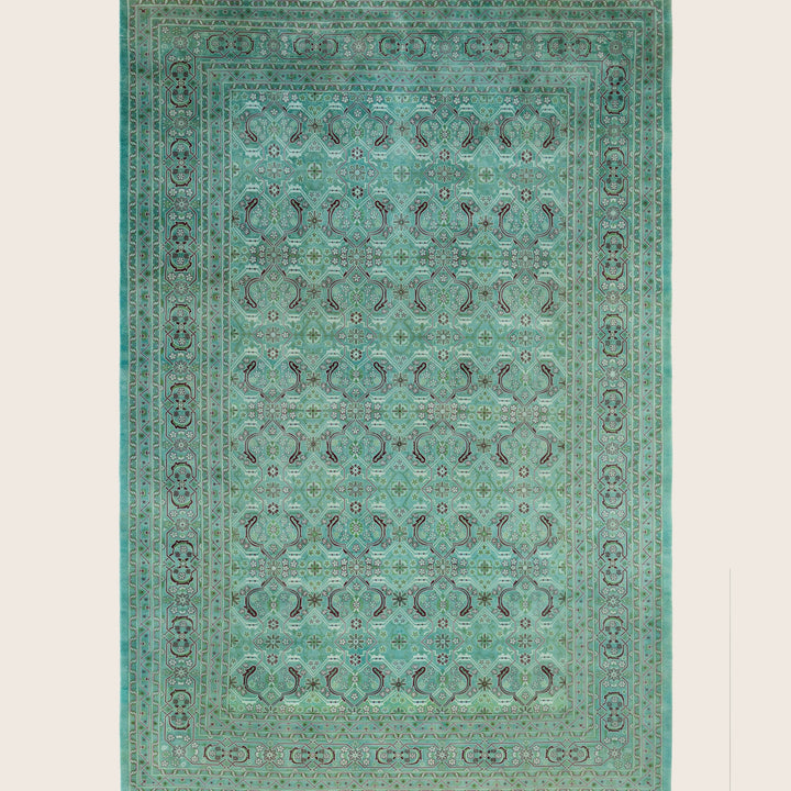 Green Traditional Samsara Wool Rug - 6'2" x 9'1"