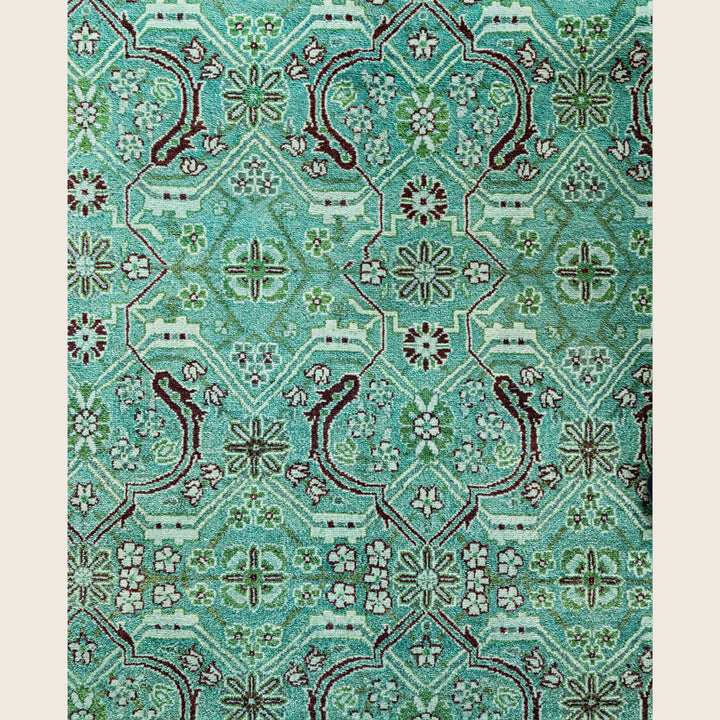 Green Traditional Samsara Wool Rug - 6'2" x 9'1"