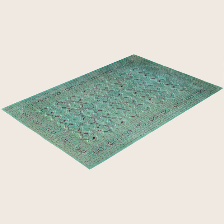 Green Traditional Samsara Wool Rug - 6'2" x 9'1"