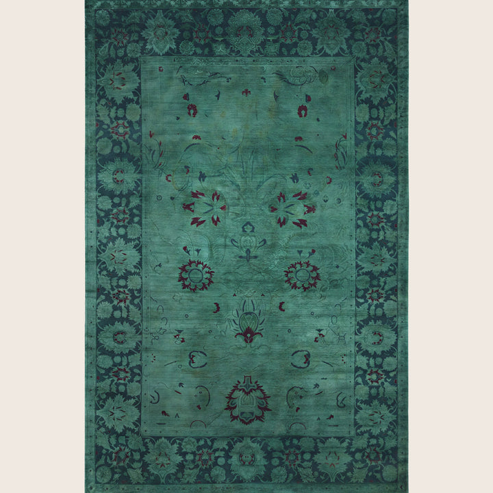 Green Traditional Samsara Wool Rug - 4'1" x 6'4"