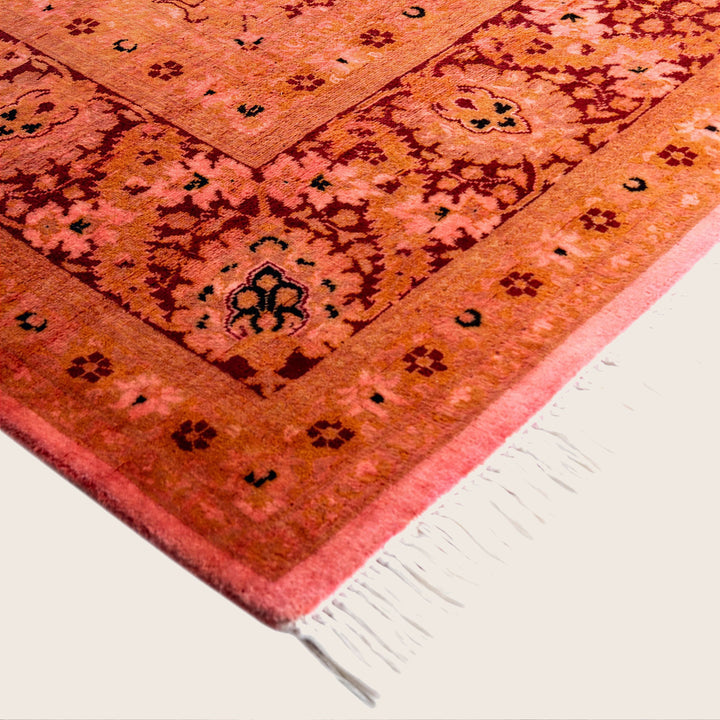 Pink Traditional Samsara Wool Rug - 6'3" x 9'