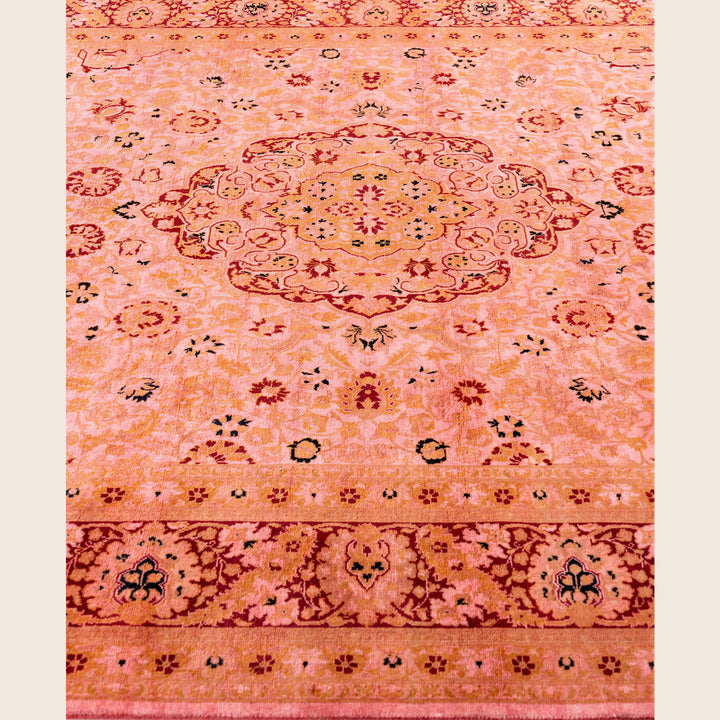 Pink Traditional Samsara Wool Rug - 6'3" x 9'